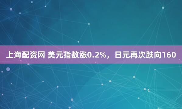 上海配资网 美元指数涨0.2%,日元再次跌向160