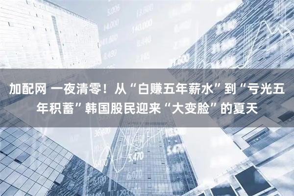 加配网 一夜清零!从“白赚五年薪水”到“亏光五年积蓄”韩国股民迎来“大变脸”的夏天