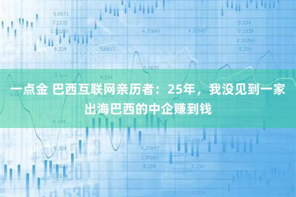 一点金 巴西互联网亲历者：25年，我没见到一家出海巴西的中企赚到钱